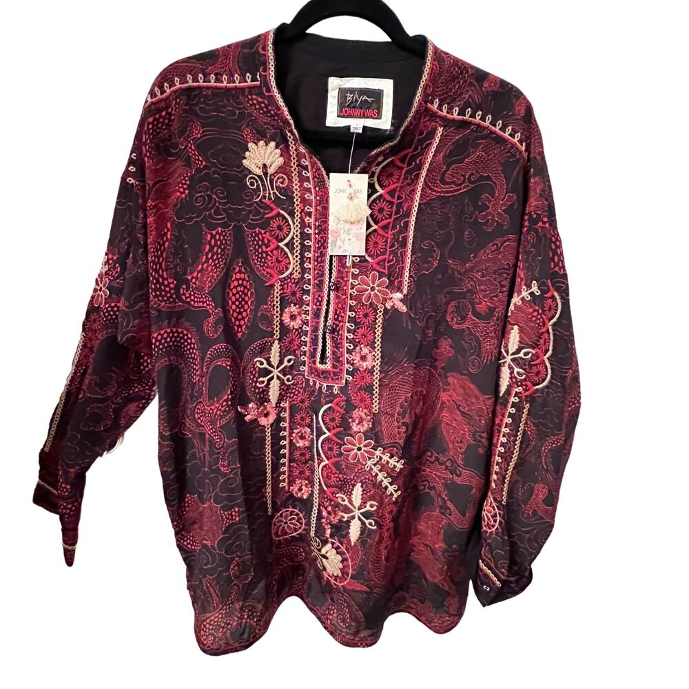 Elegant Women's Red and Black Embroidered Blouse